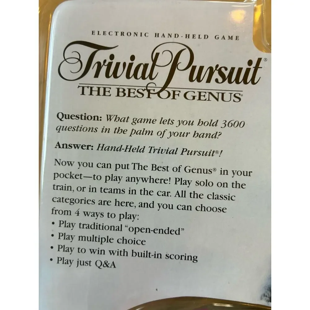 Vintage Trivial Pursuit The Best of Genus Electronic Handheld Game 1997 New